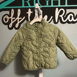 Old Navy Olive Green Quilted Button Jacket Preloved 12-18 months
